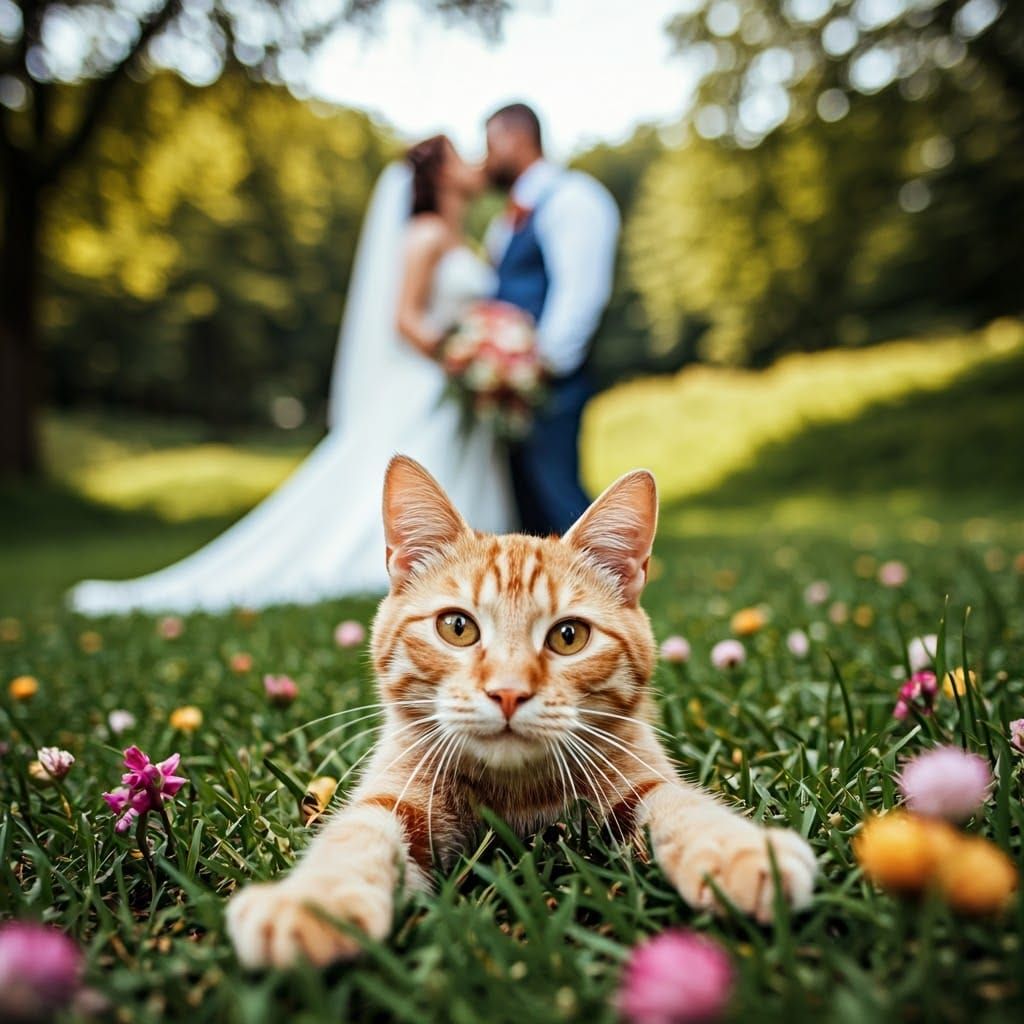 Tabby Cat Photobombs Wedding: Humorous Scene
