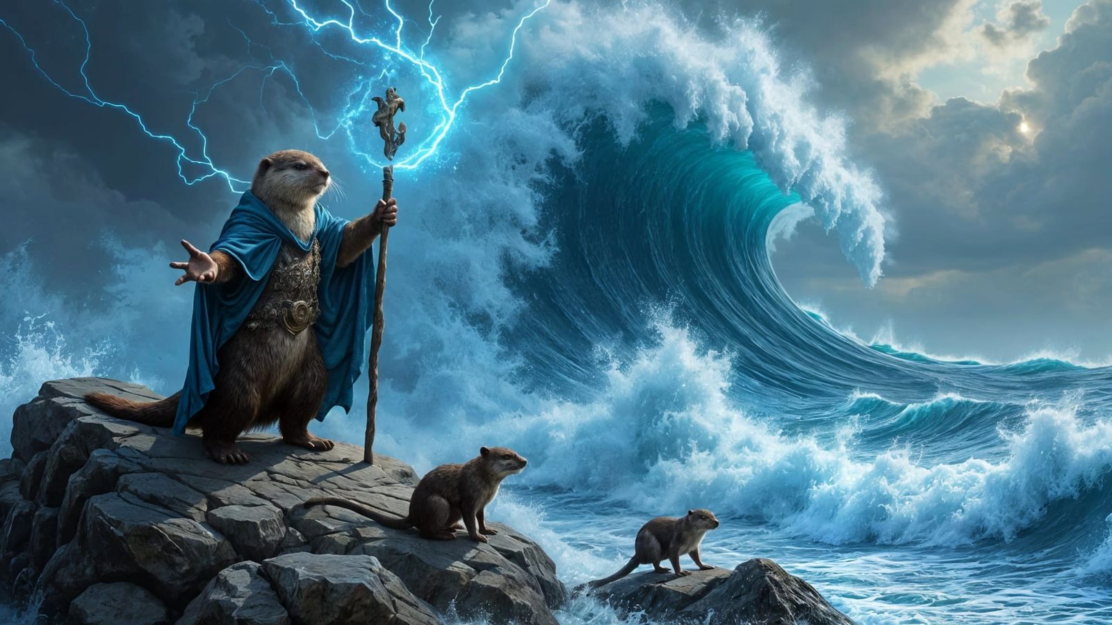Powerful Otter Wizard Commands a Tidal Wave