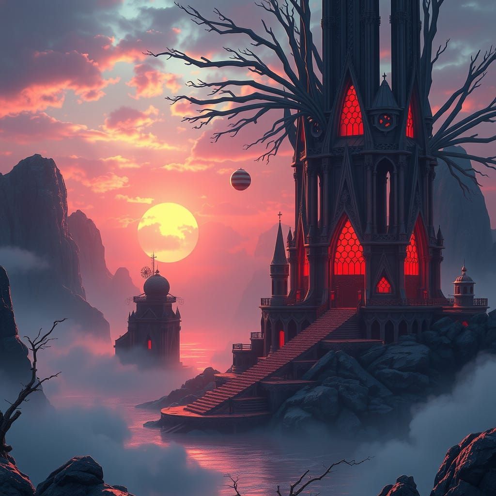 Intricate Ice Realms in Vibrant Fantasy