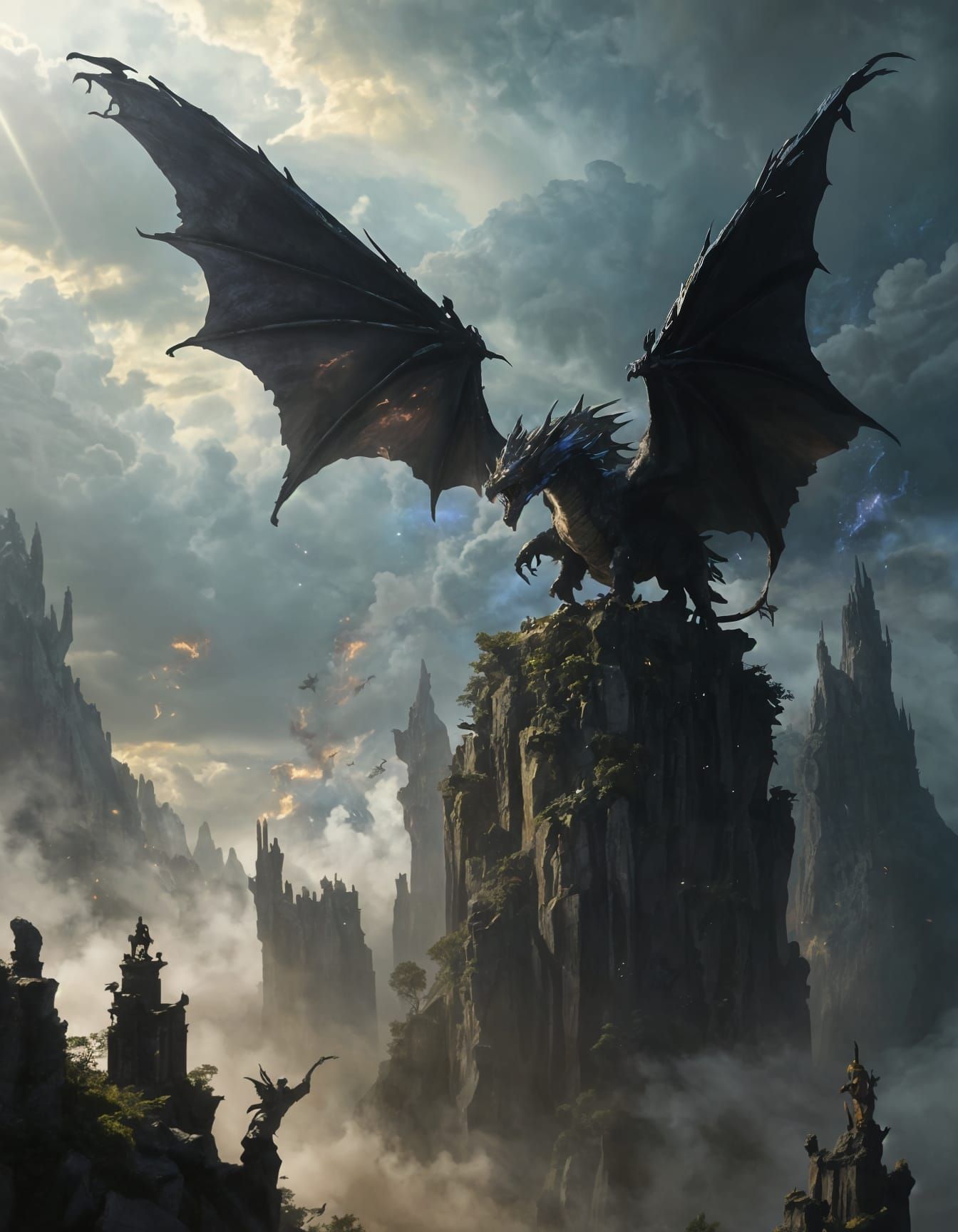Fierce Dragon Spreads Wings in Epic Landscape