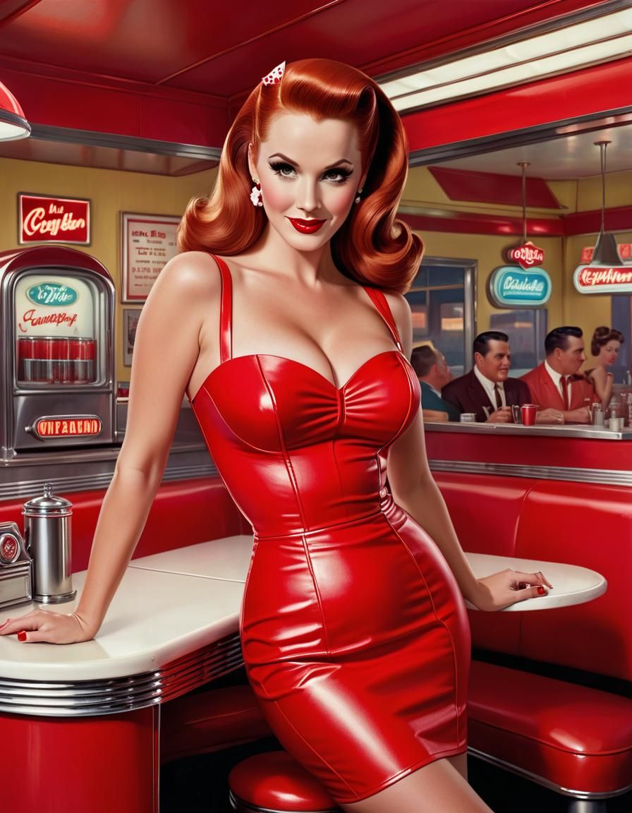 Cheryl Blossom in a Retro 50s Diner, Pin-Up Style