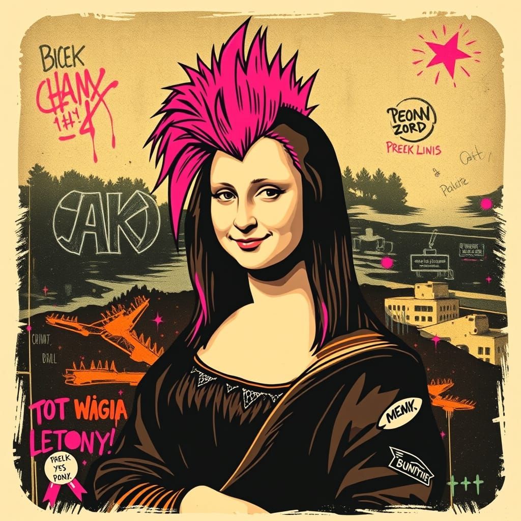 Mona Lisa Rocks Out in Punk Style