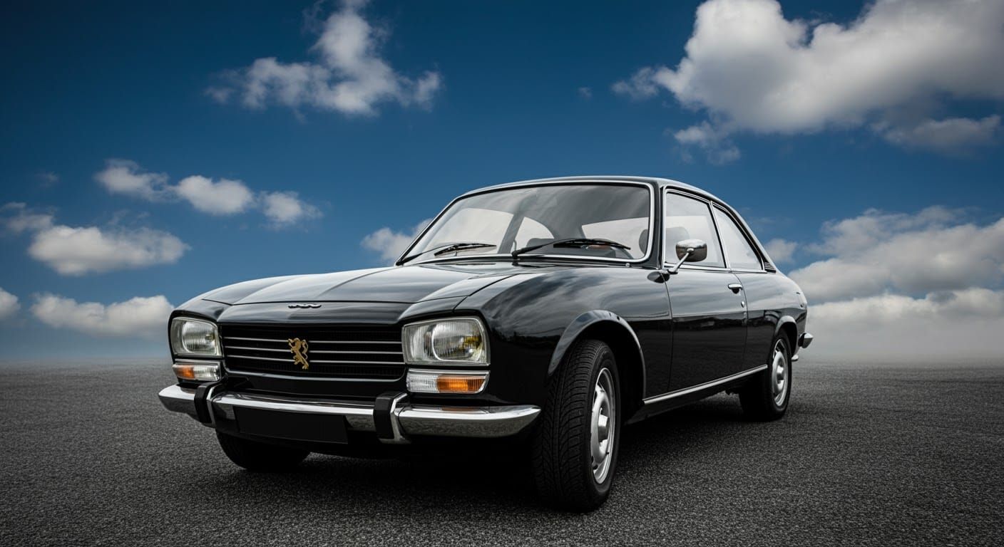 1971 Peugeot 504 Berline Under Blue Sky: Hyperrealistic Phot...