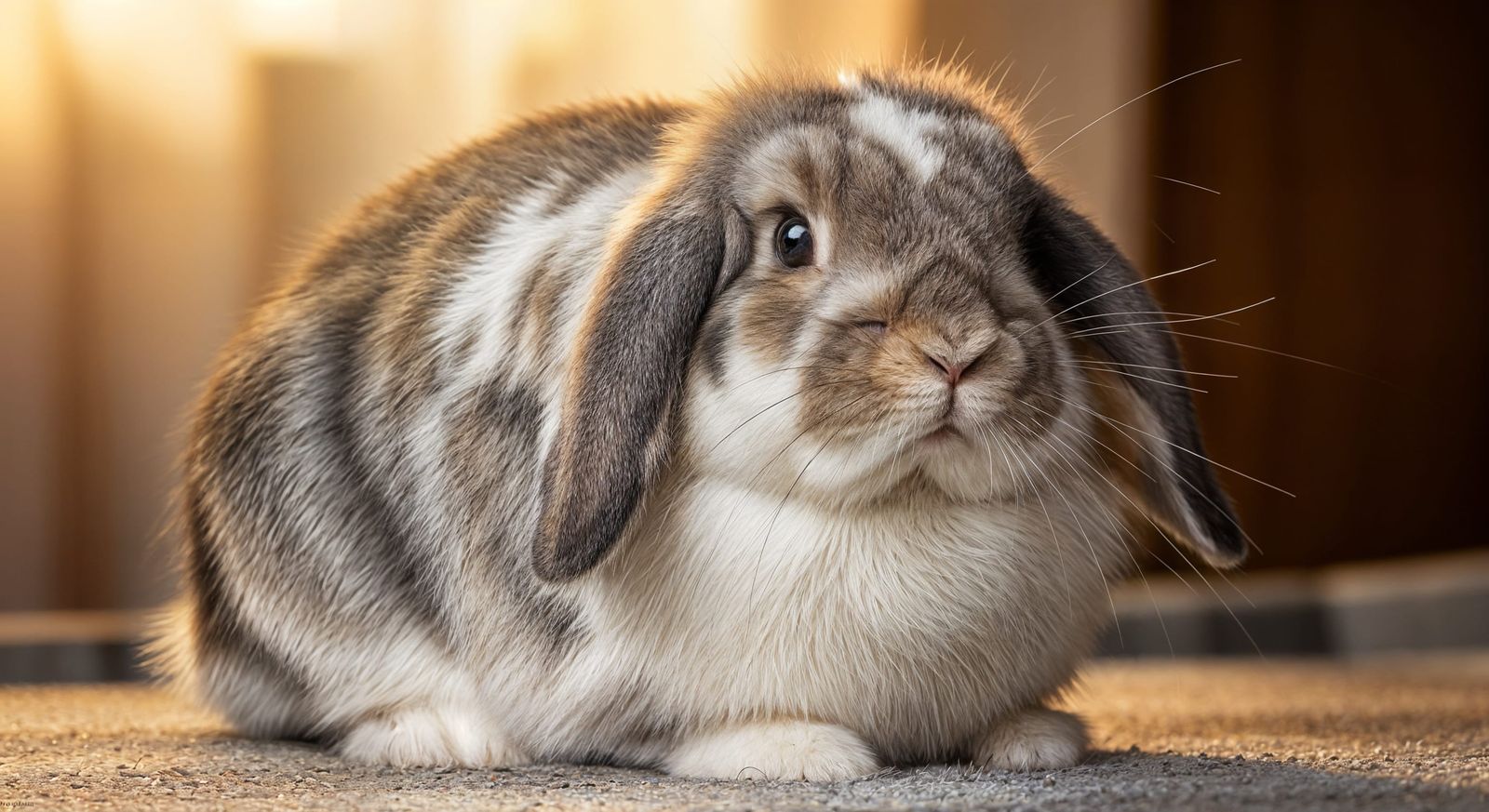 Realistic American Fuzzy Lop Rabbit with Fluffy Fur