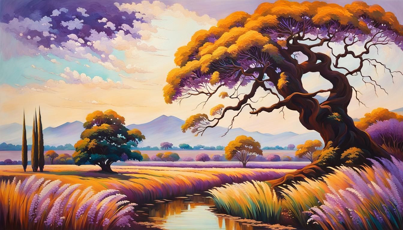 Jacaranda Tree in Bloom: A Nostalgic Ink Masterpiece