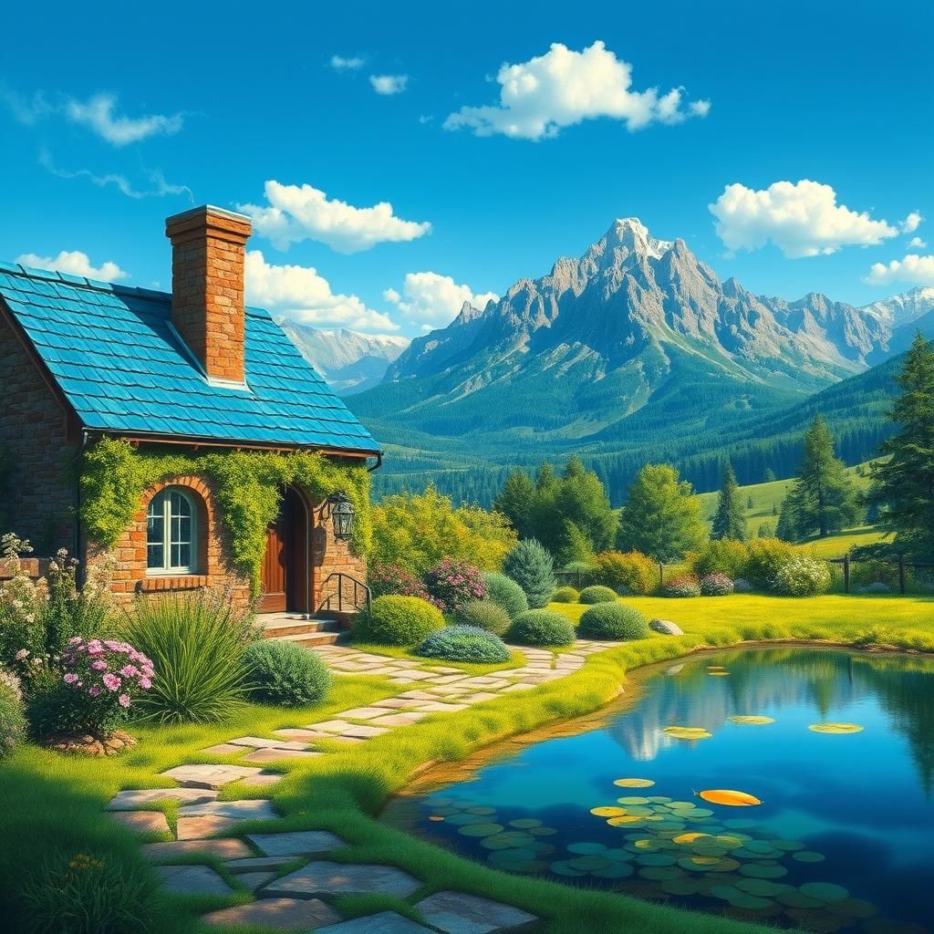 Charming Cottage in Idyllic Countryside Scene