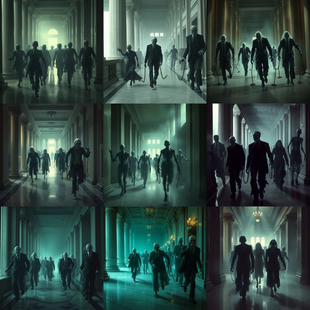 Ethereal Figures Drift Through Haunting, Fog-Shrouded Govern...