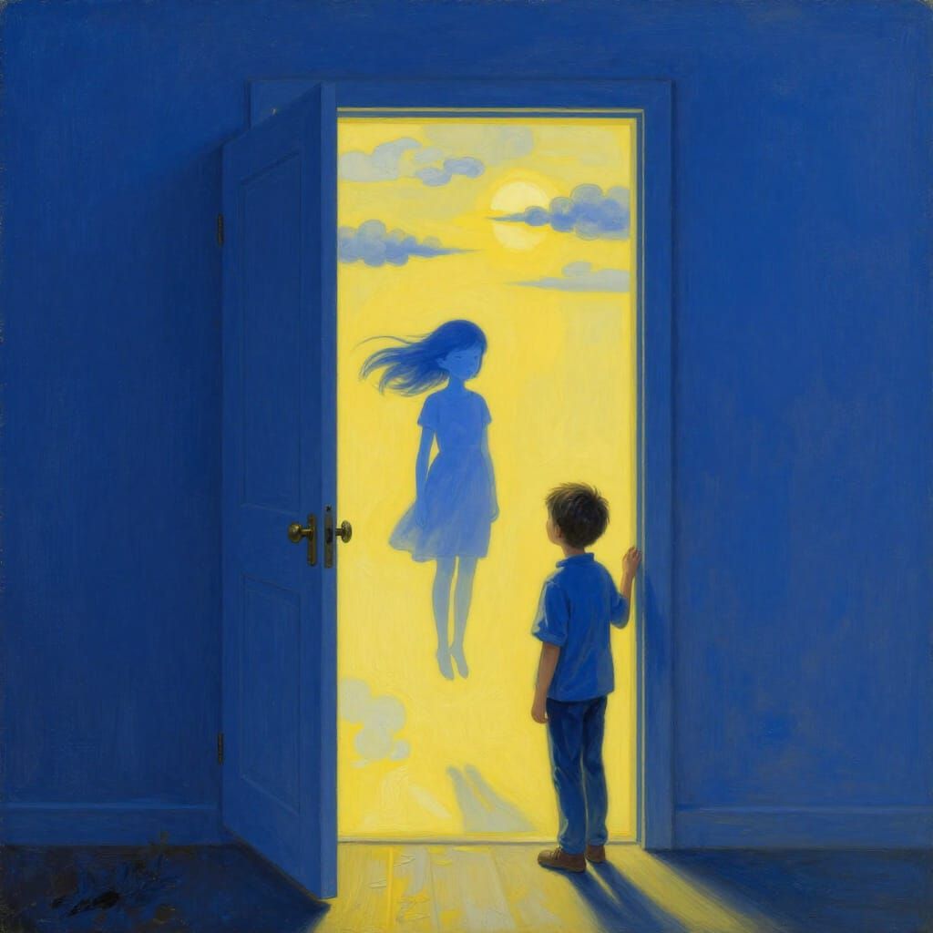 Surreal Blue Door Portal to Ethereal Realm