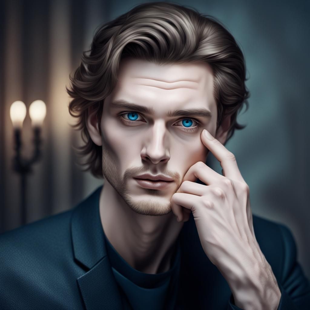 Elegant Portrait of a Young Man in Oil Painting Style