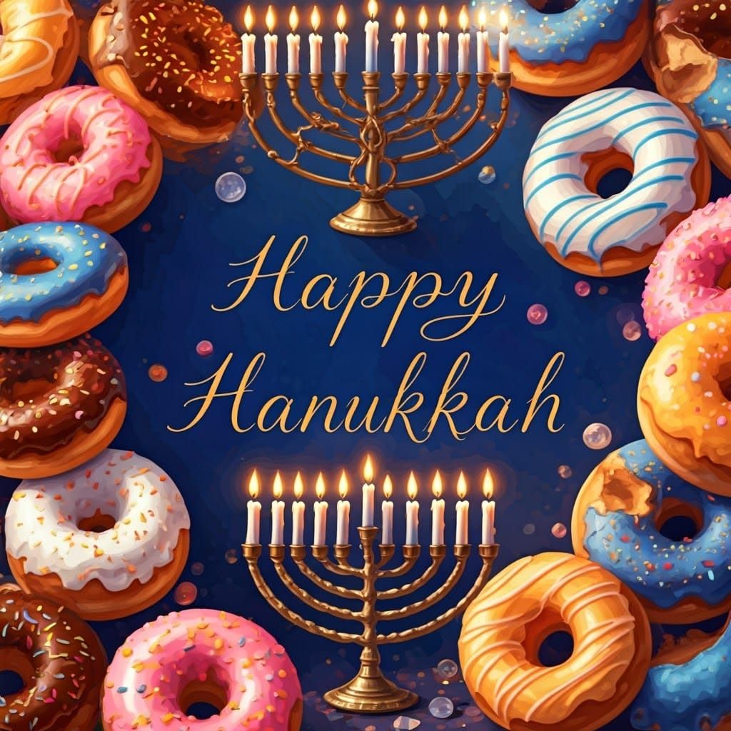 Joyful Hanukkah Celebration in Vibrant Colors