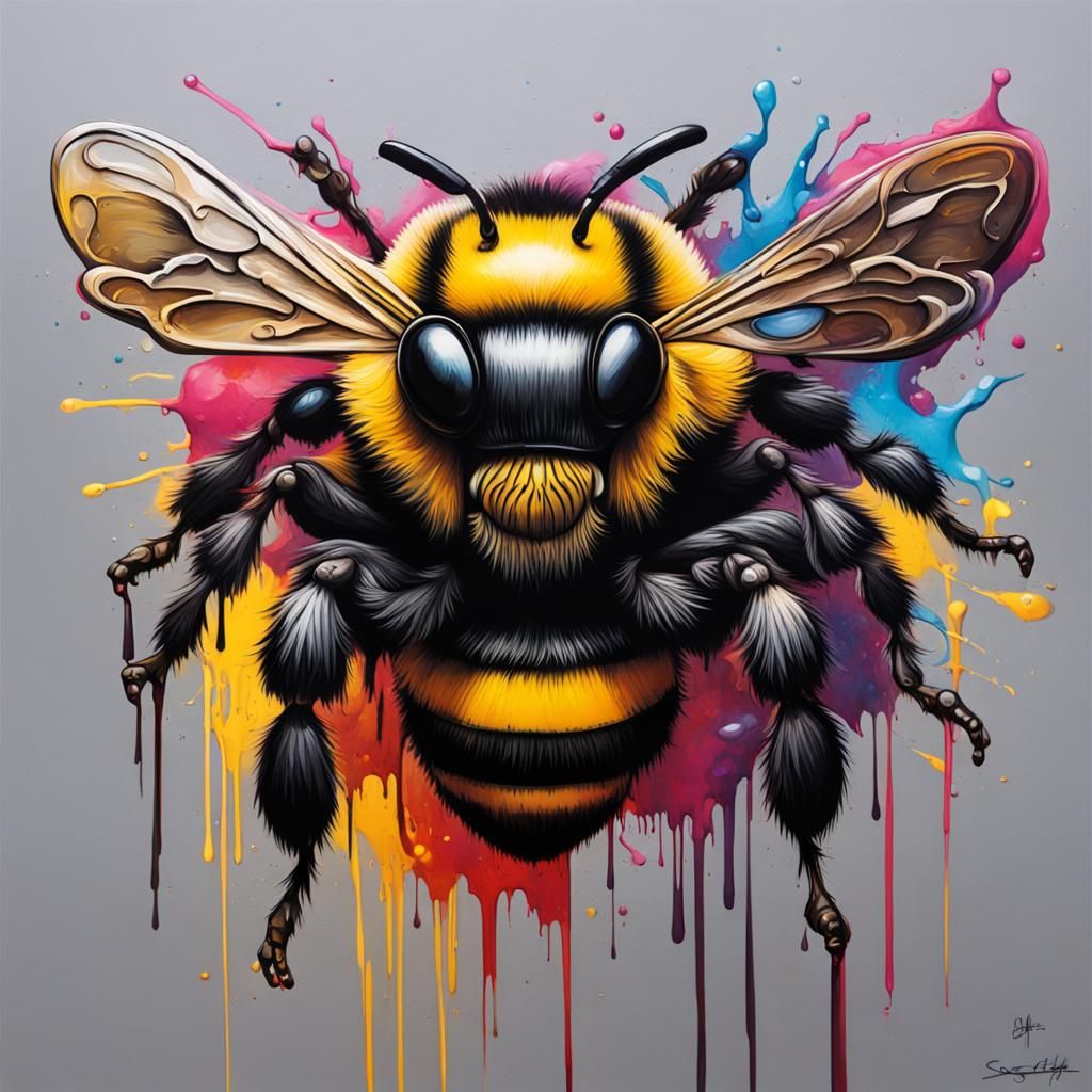 Bumblebee in Graffiti Street Art Style