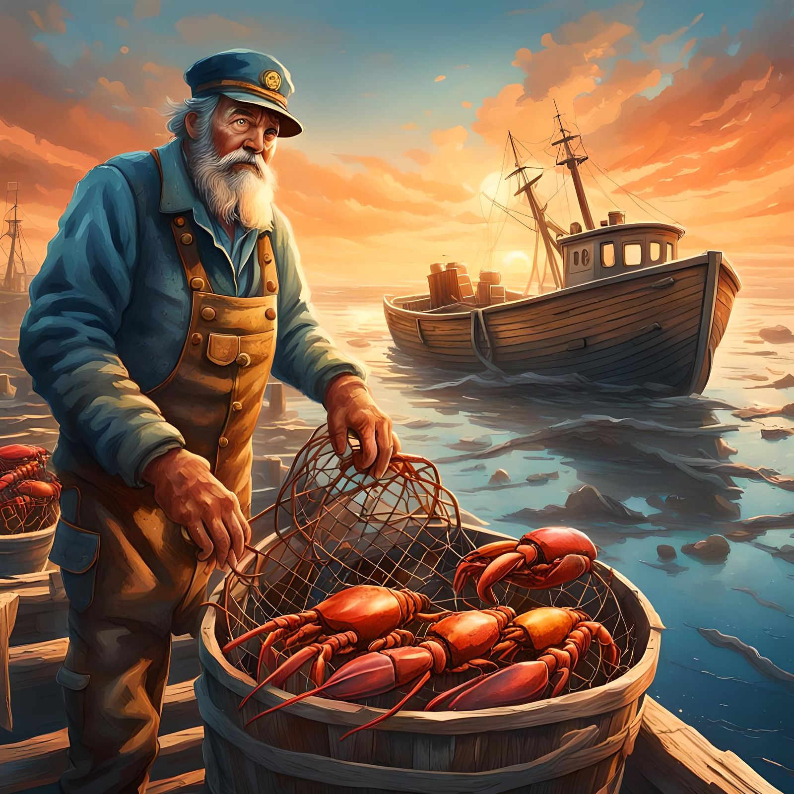 Crusty Sea Captain's Dystopian Lobster Catch