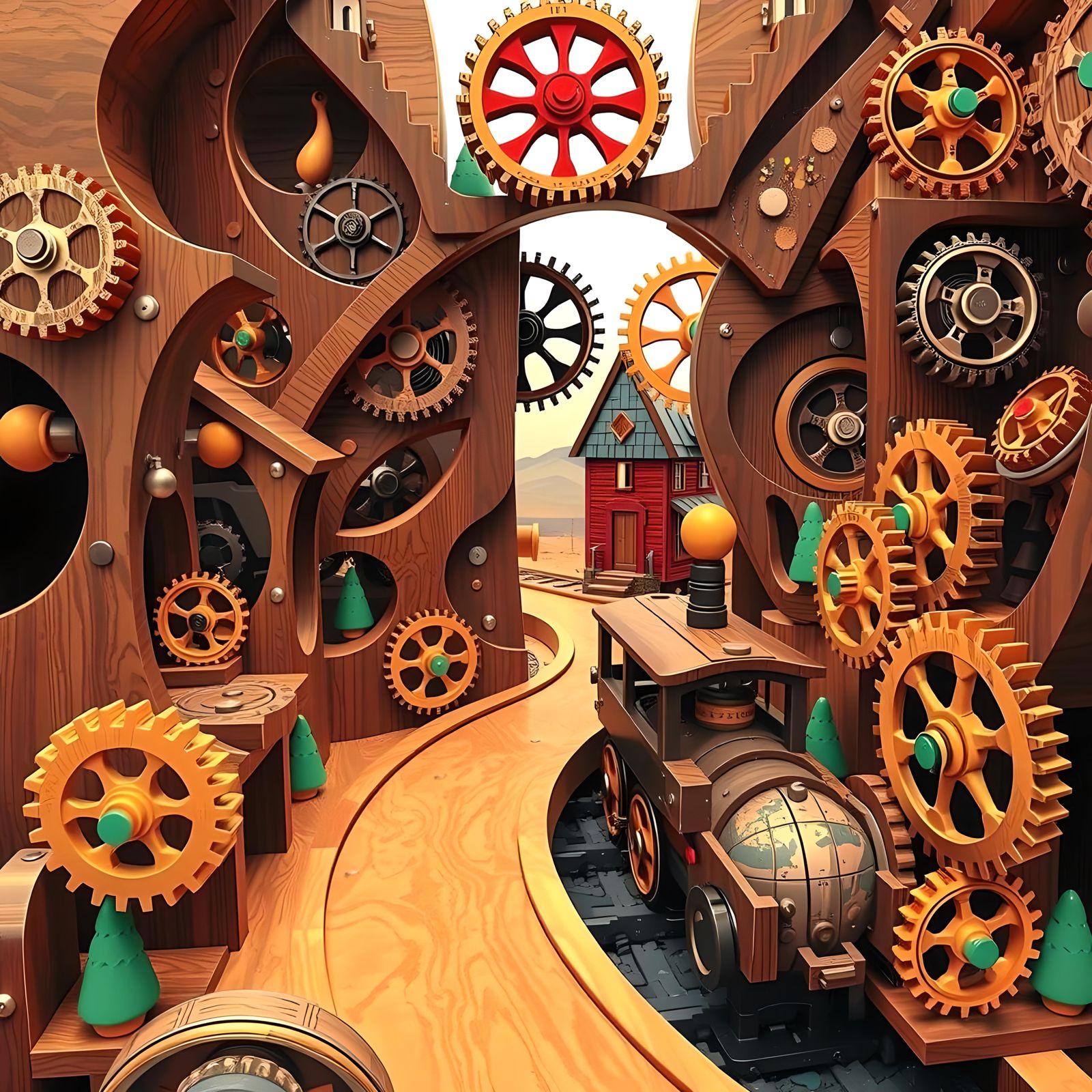 Whimsical Toy Train Dreamscape