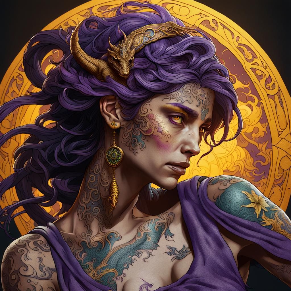 Detailed Dragon Tattoo Design in Dark Fantasy Style