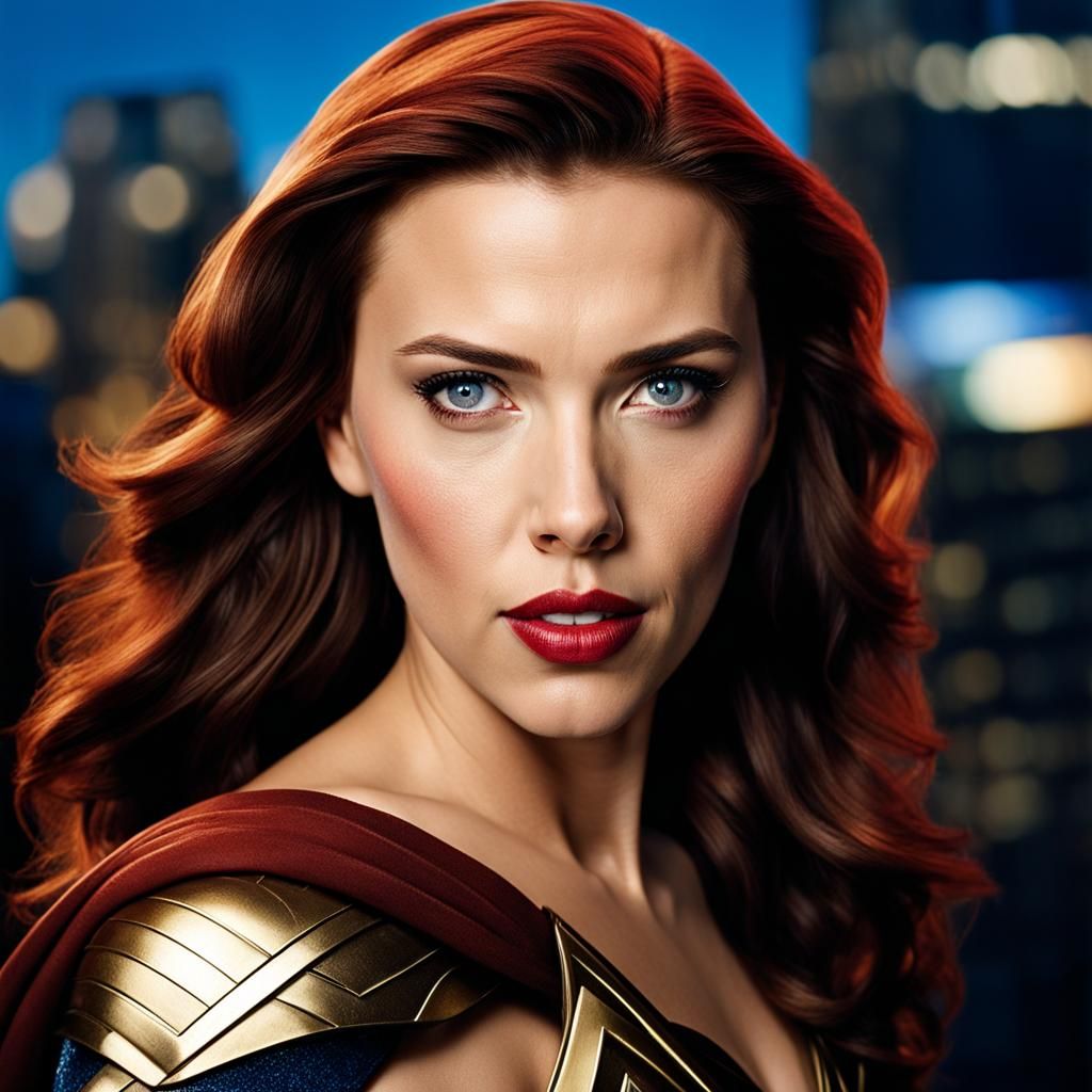 Wonder Woman Portrait in Cityscape, Professional Photography