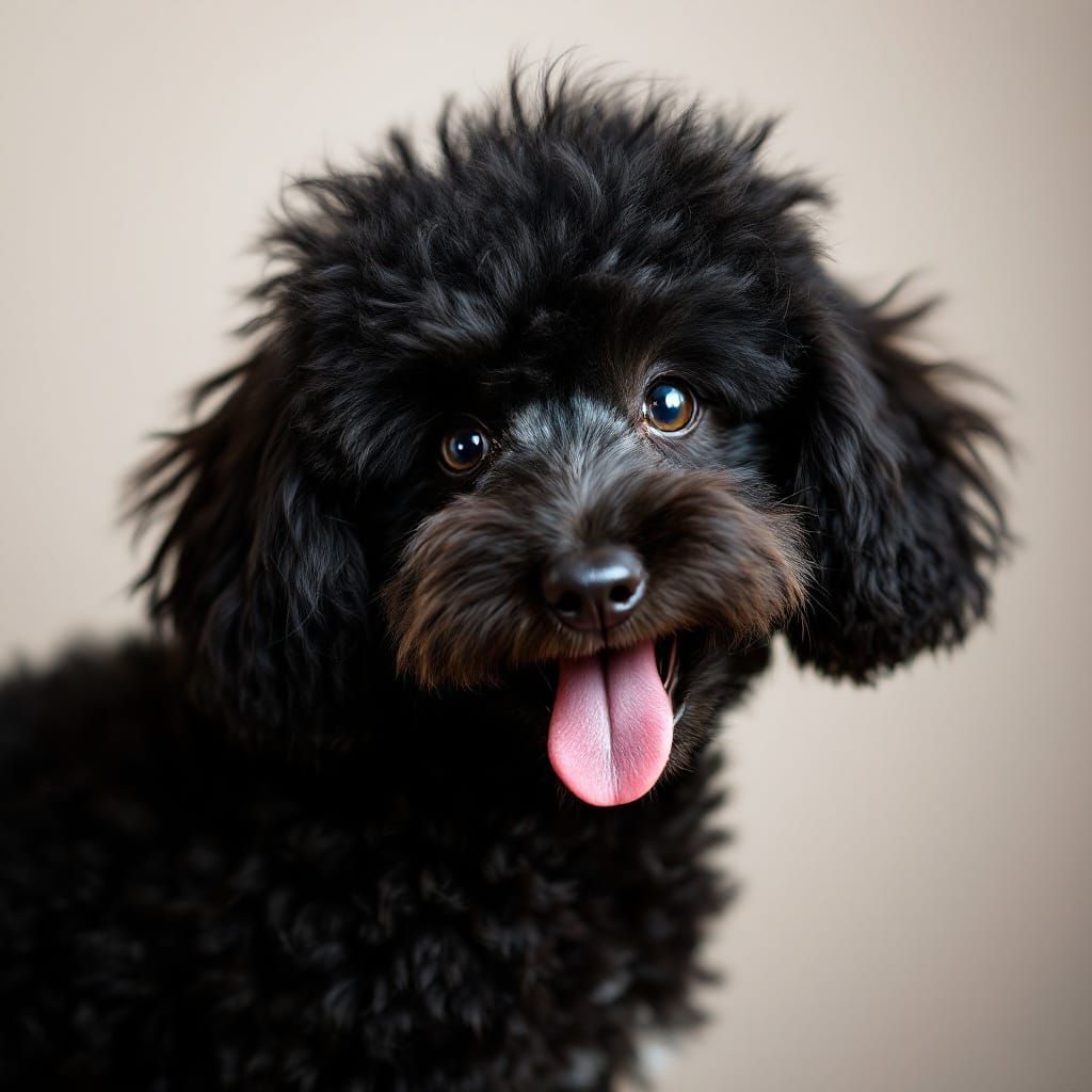 Playful Black Toy Poodle in Joyful Repose