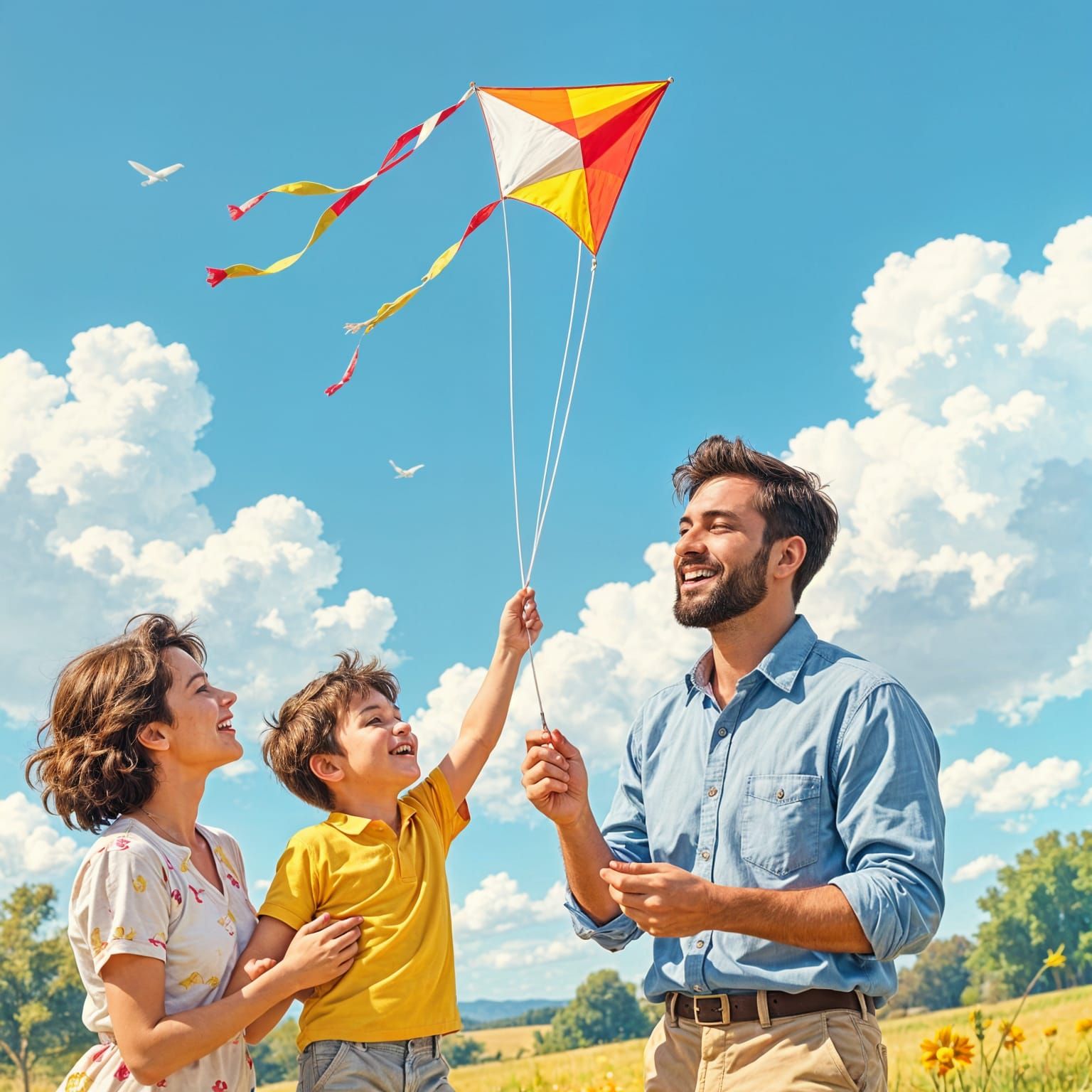 Child's Joyful Playtime with Parents Outdoors