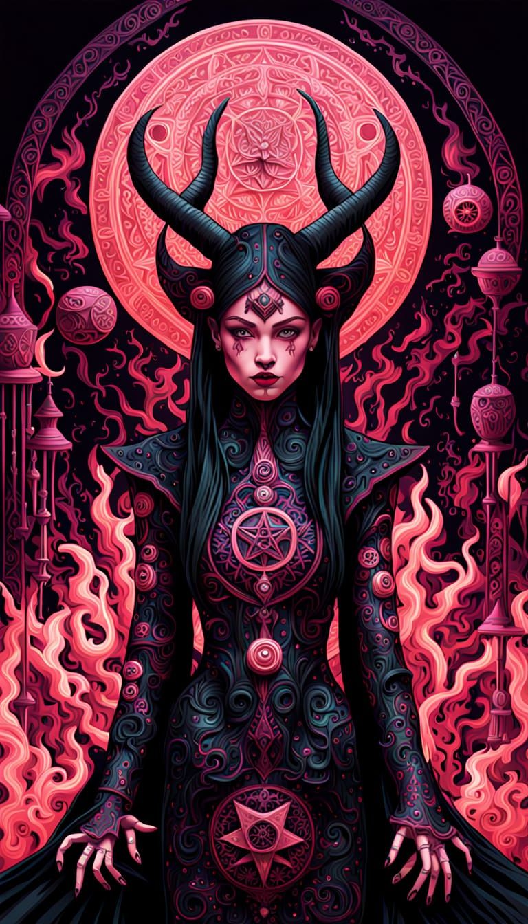 Demonic Figure in Pop Surrealism Style