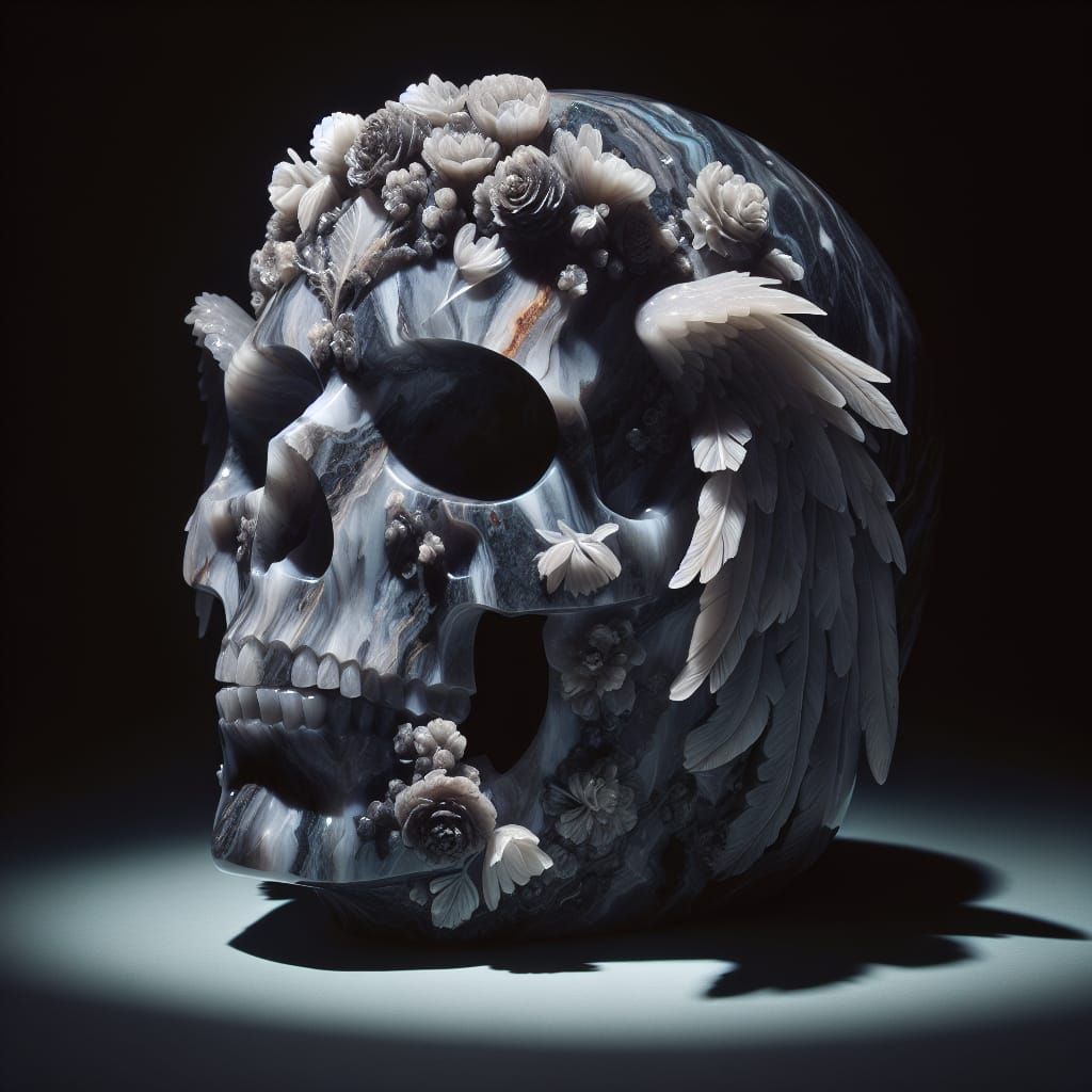 Ethereal Angel Death Mask in Dumortierite Quartz