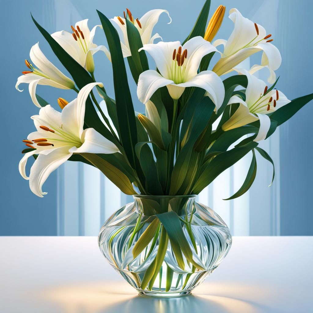 Elegant Lilies Still Life in Expressionist Style