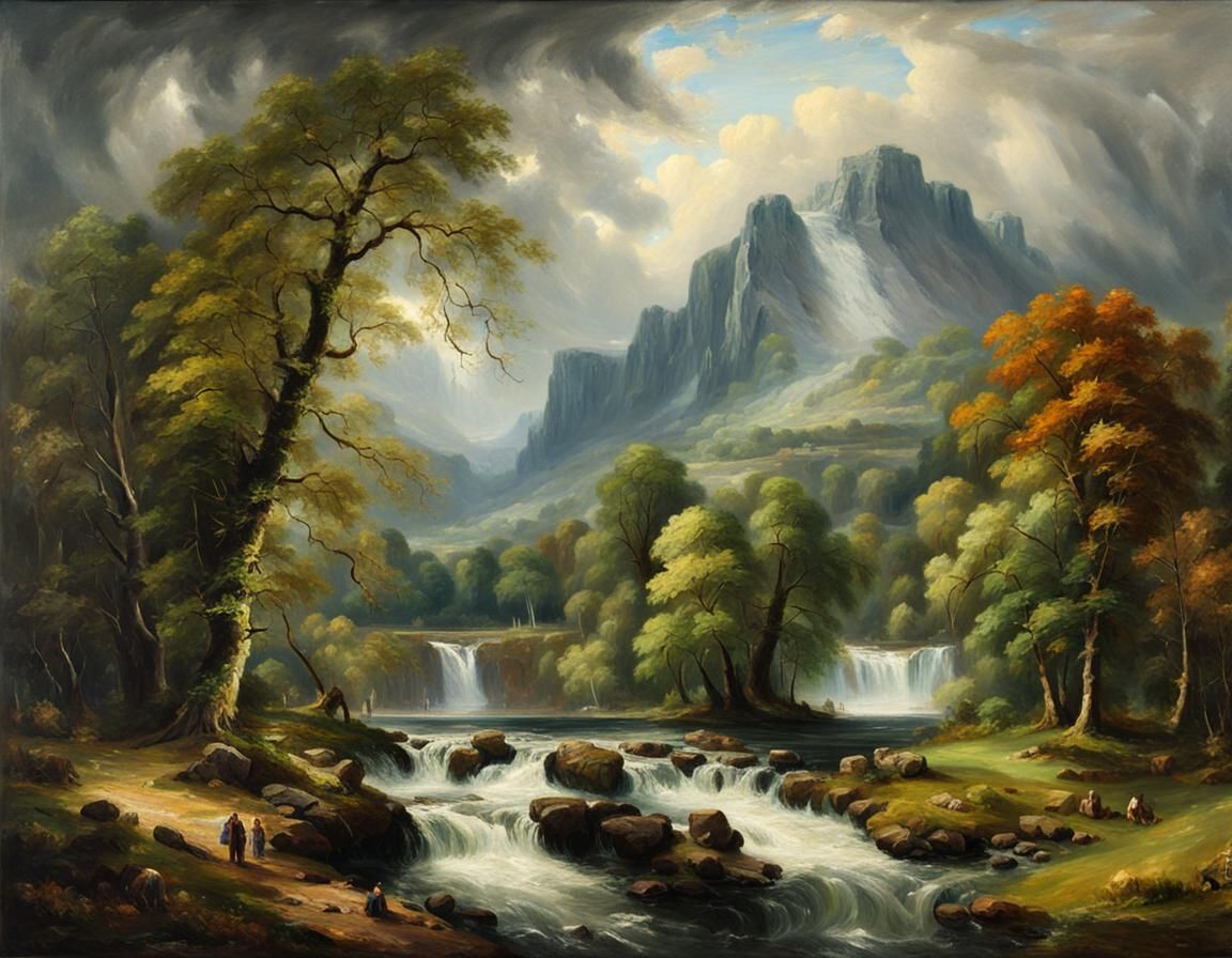 Mystical Waterfalls Landscape in Epic Style