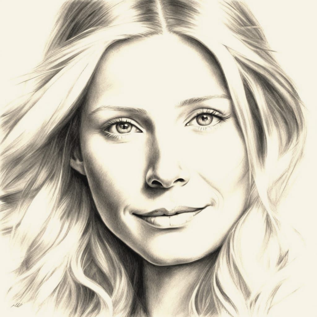 Young Gwyneth Paltrow in Pencil Drawing
