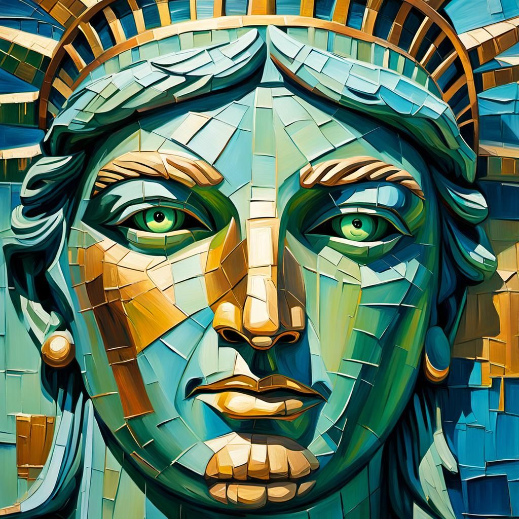 Statue of Liberty Face in Neo-Expressionist Impasto