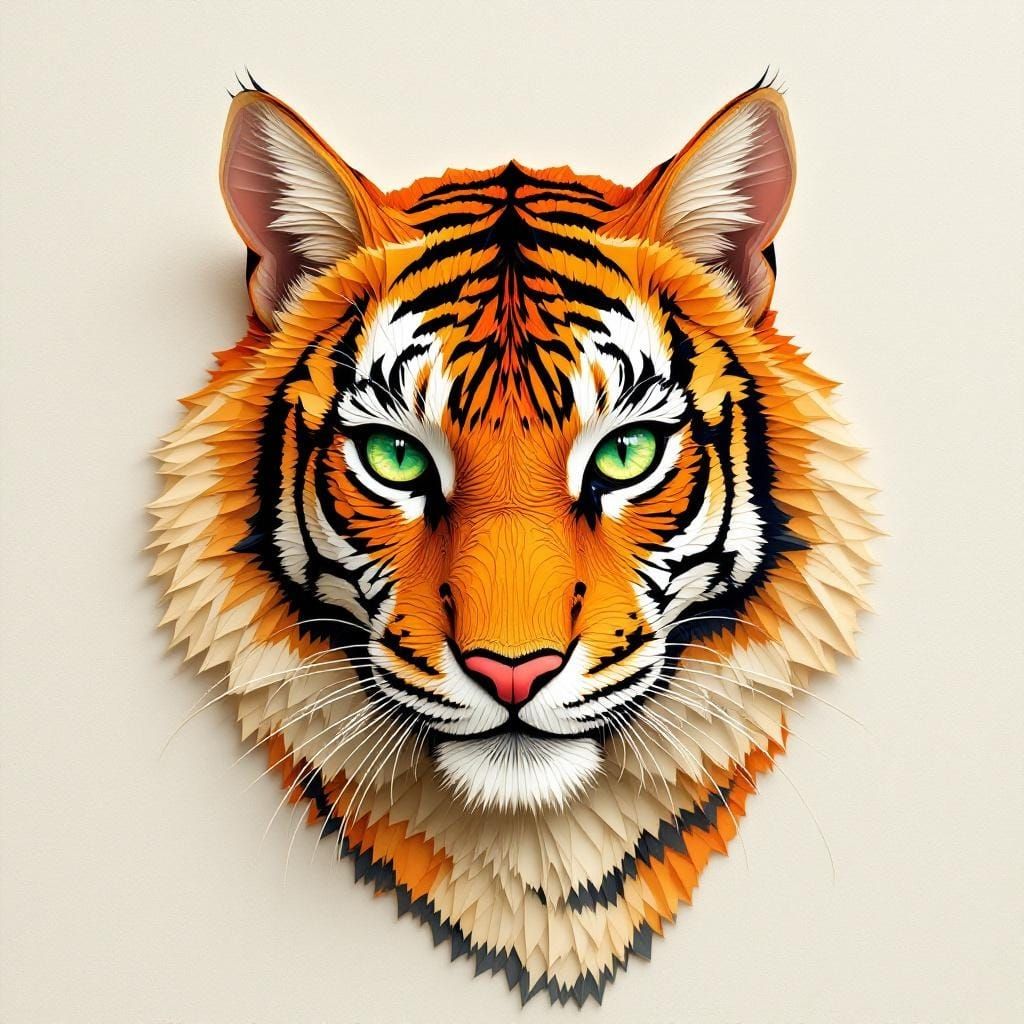 Paper Bengal Tiger in Surrealist Style