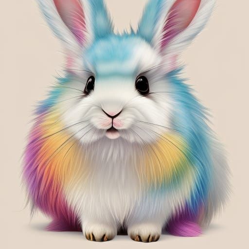 Cute Rainbow Rabbit with Intricate Details