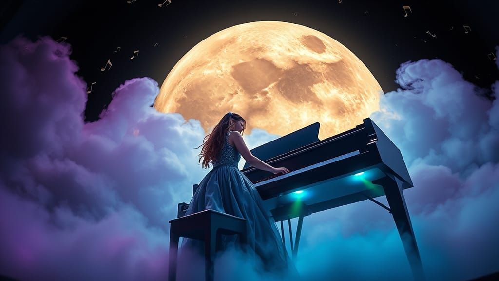 Irish Woman Plays Giant Piano Under Harvest Moon
