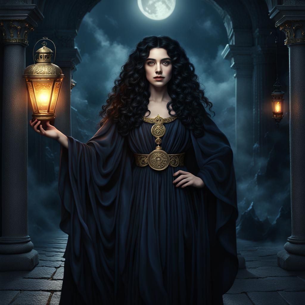 Greek Goddess Hekate in the Underworld, Detailed Matte Paint...