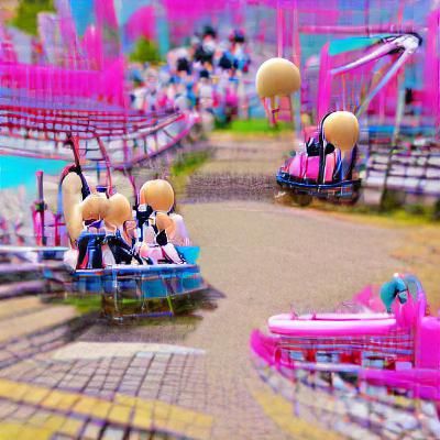 Vibrant AI-Generated Amusement Park Scene