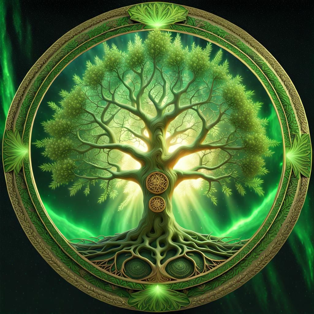 Tree of Life Mandala in Fantasy Forest
