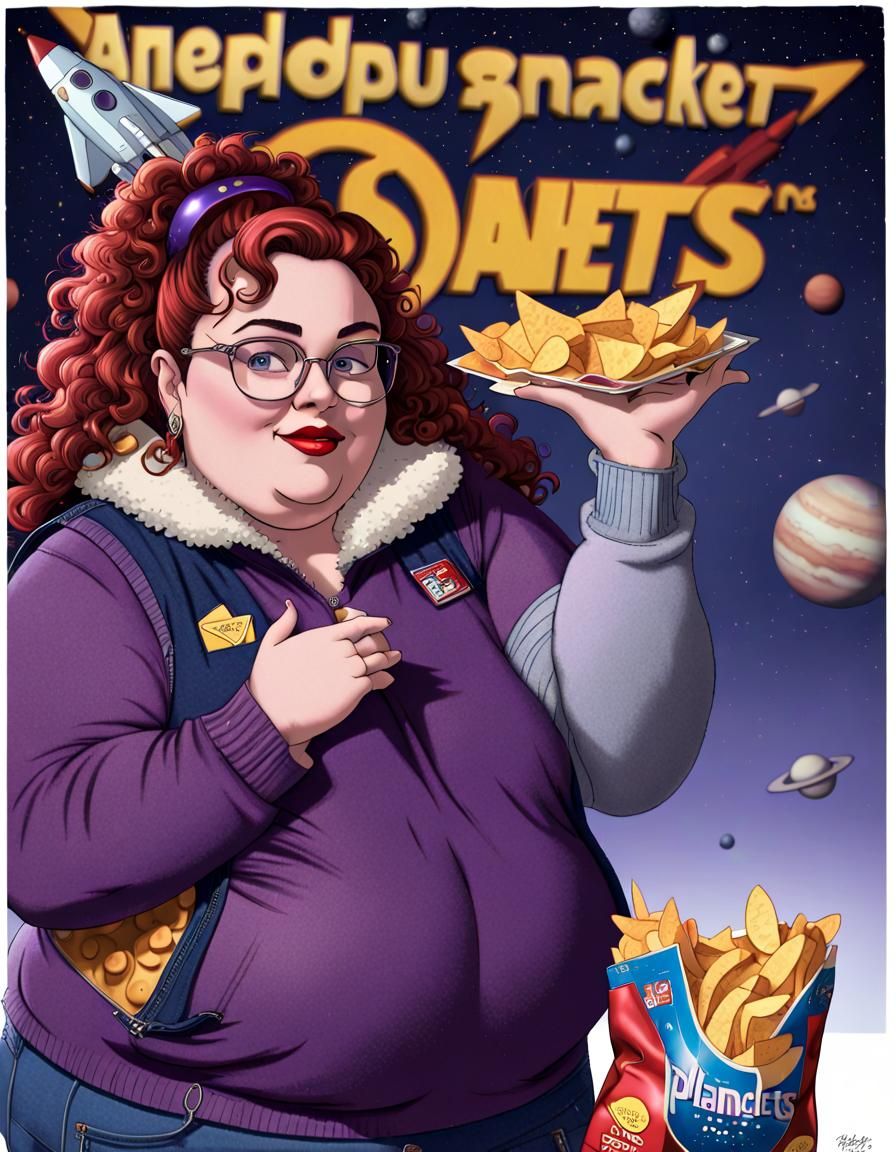 Plus-Size Model Ad with Rocket Ship