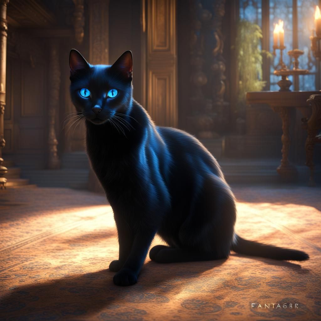 Bombay Cat Portrait in Detailed Matte Painting Style