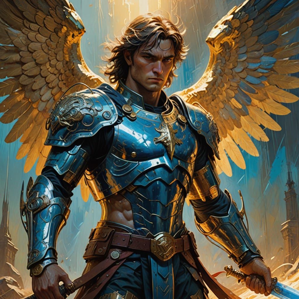 Archangel Michael, Muscular and Fierce, Wields Radiant Blue ...