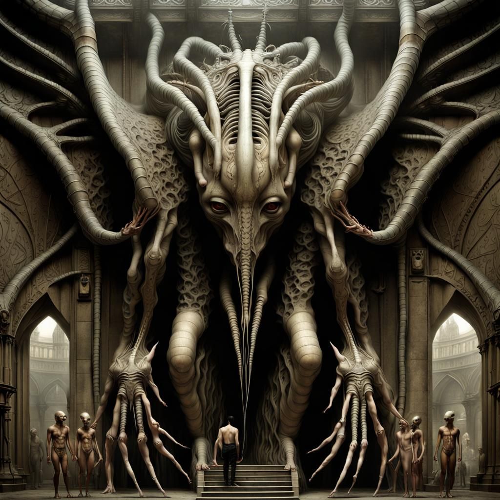 Colossal Creature Creates Swarm: Hyperrealistic Digital Art