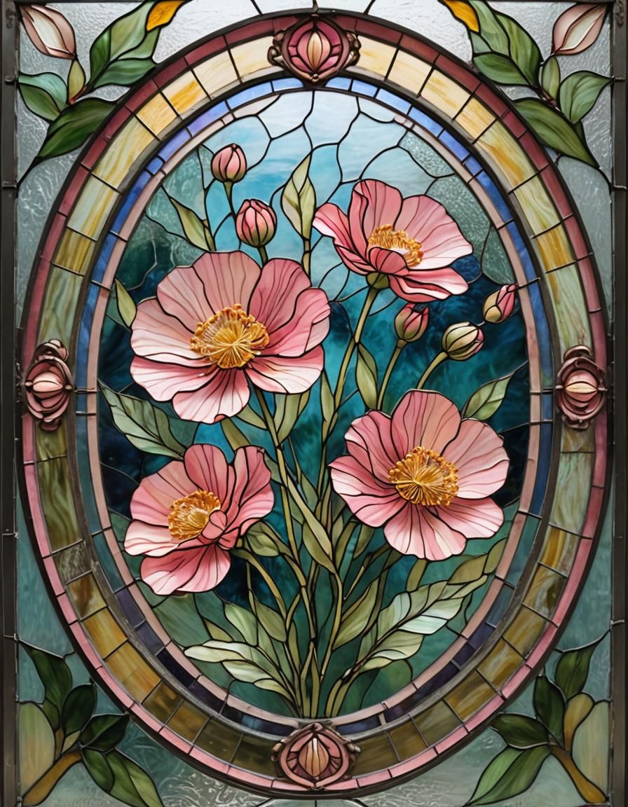Stained Glass Persian Buttercup in Tiffany Style