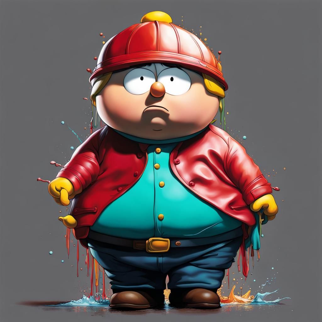 Hyperrealistic Eric Cartman Splash Art Portrait