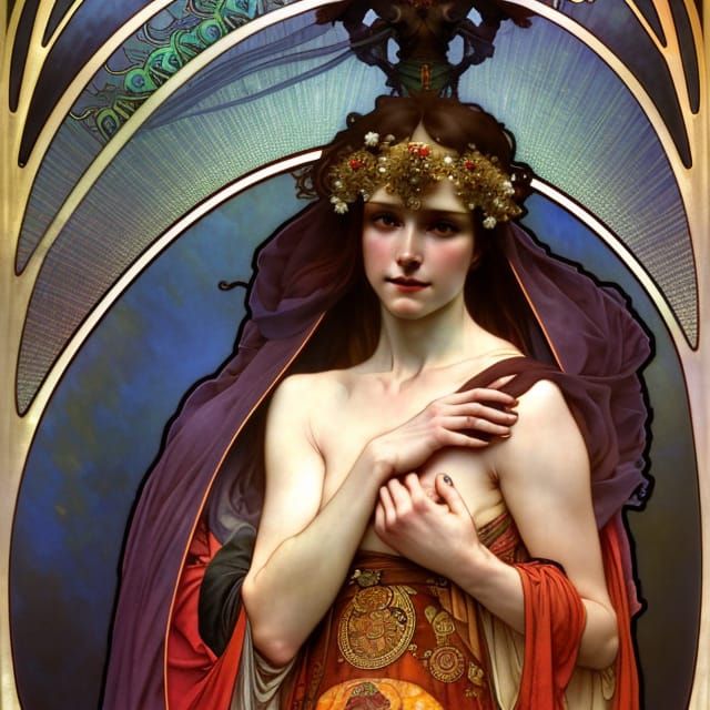 Chromatic Lady in Art Nouveau Style