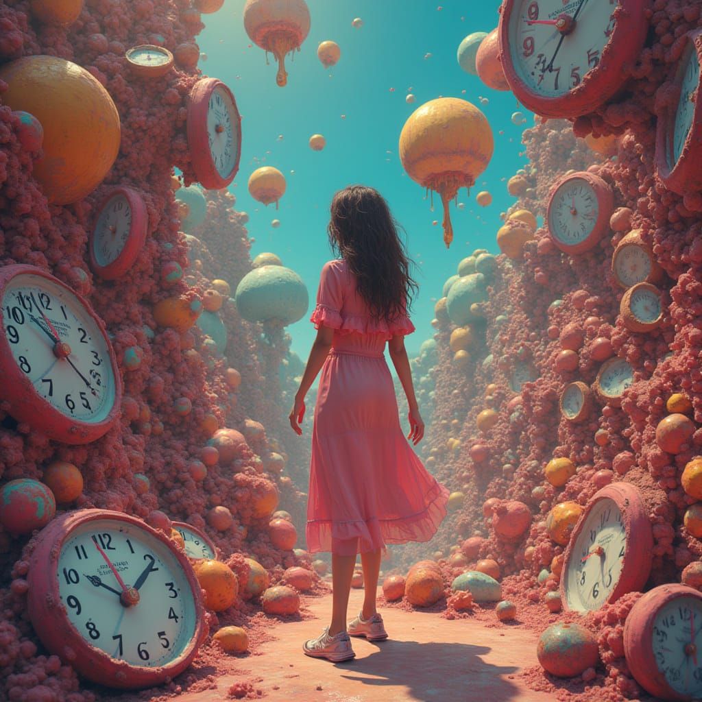 Surreal Woman in Psychedelic Dreamscape