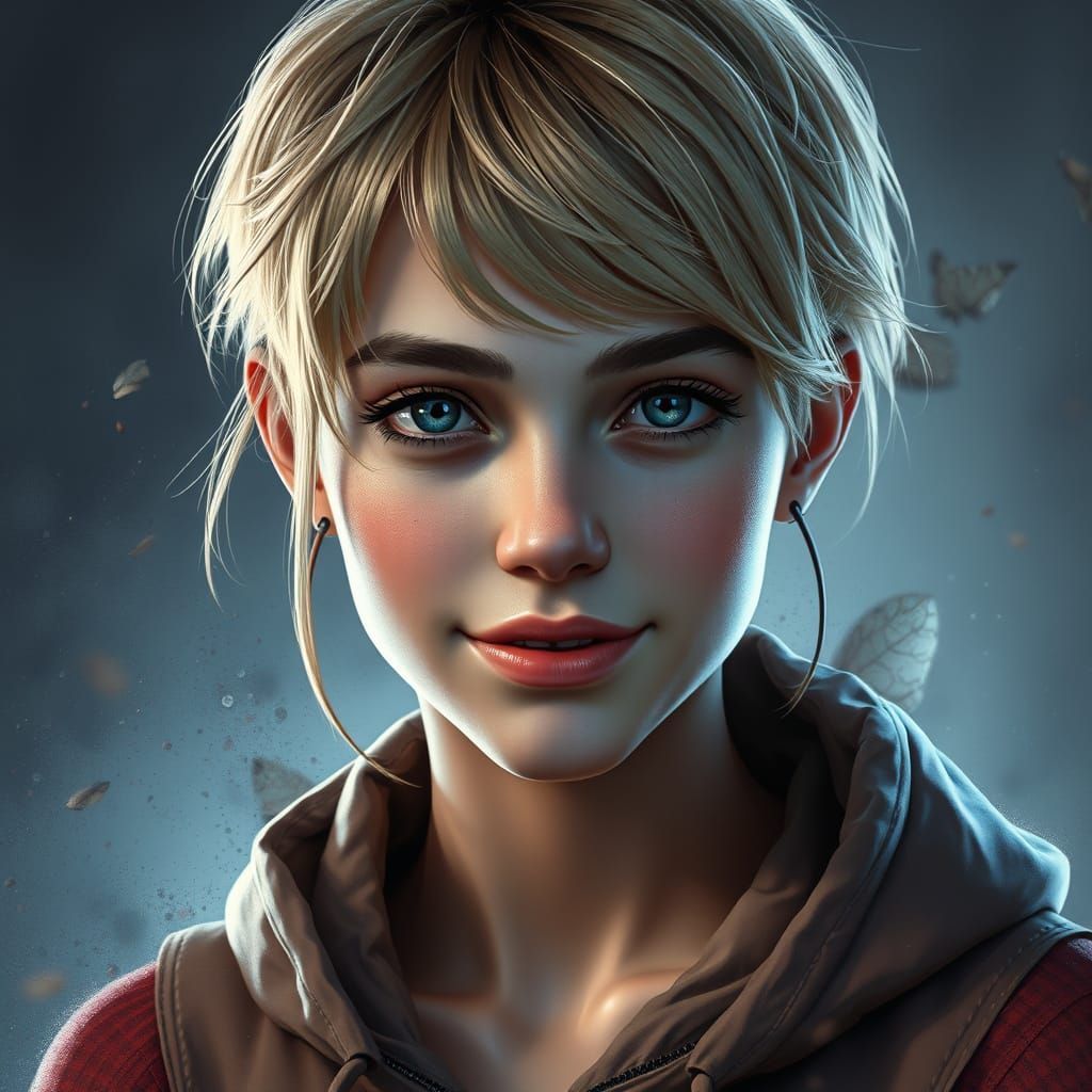 Young Woman in Triadic Colors Concept Art Portrait