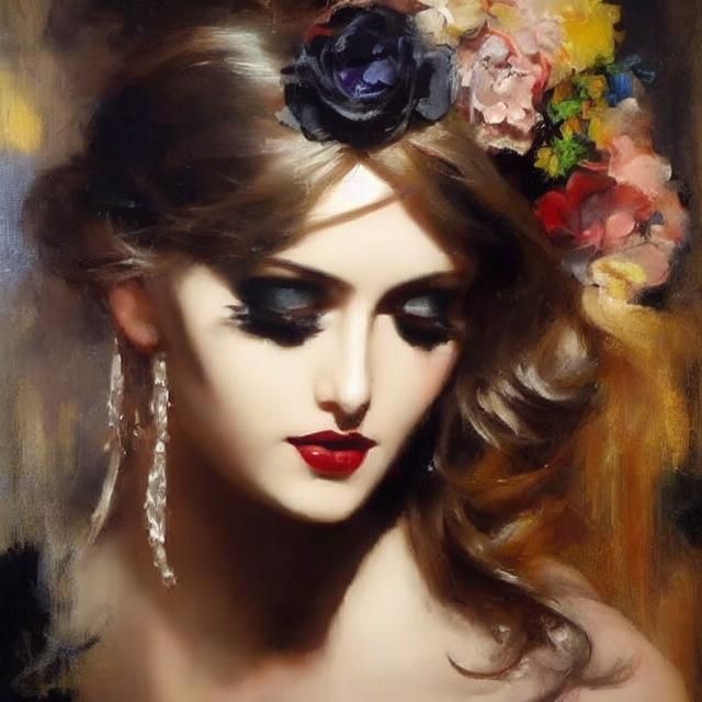 Elegant Woman in Black Dress: Academic Style