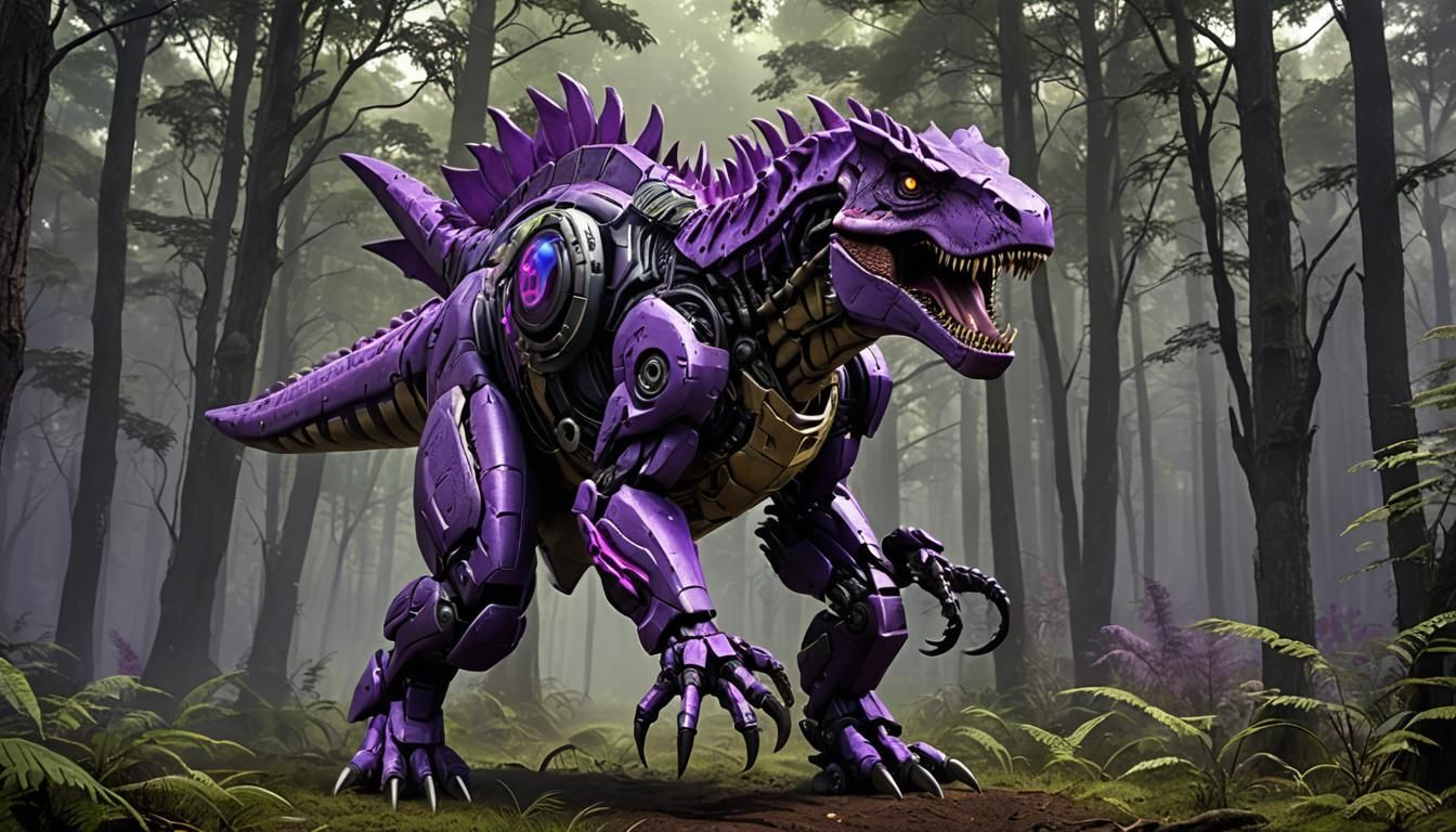 Cybernetic Tyrannosaurus Rex Emerges from Forest