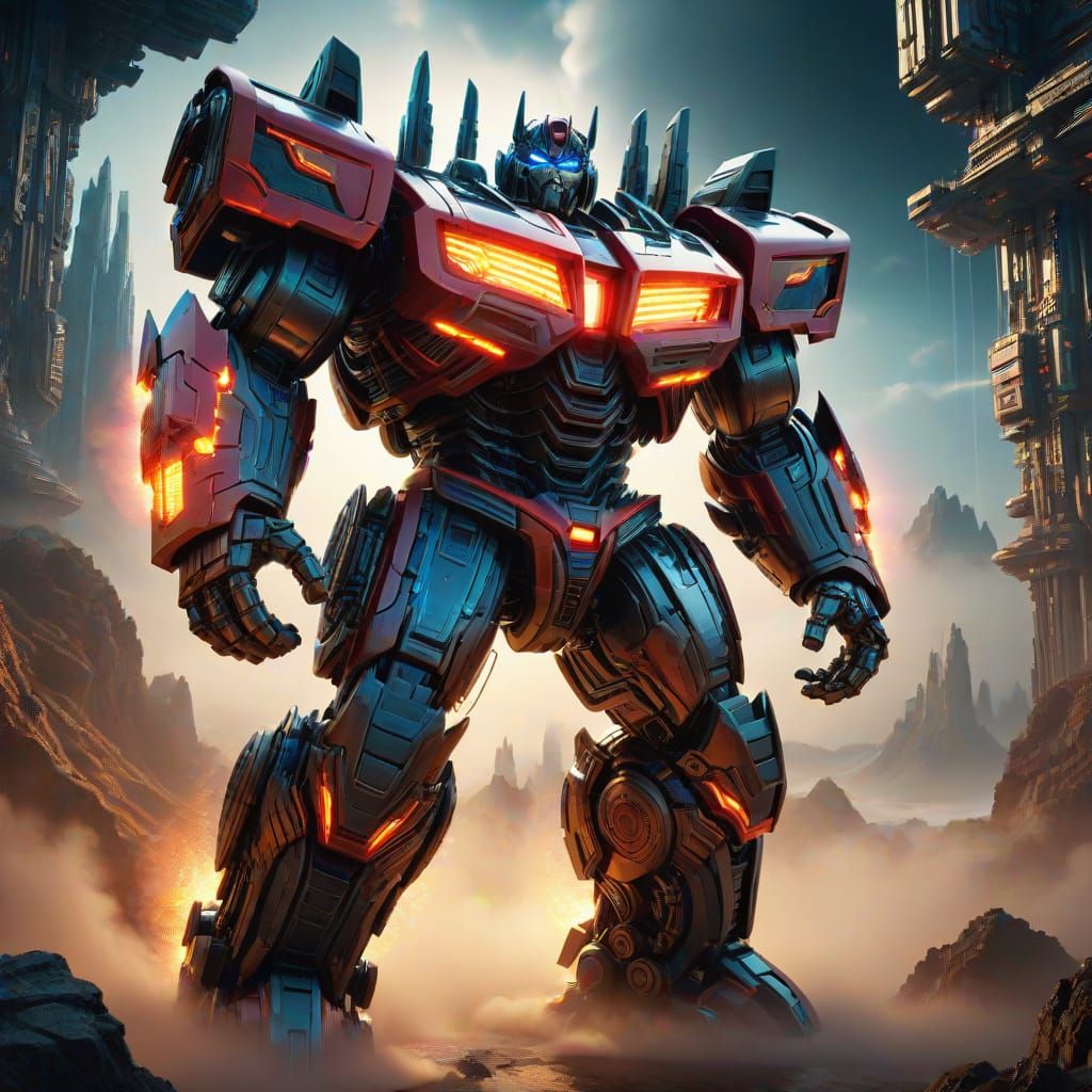Glowing Transformer Ironhide in Digital Matte Painting