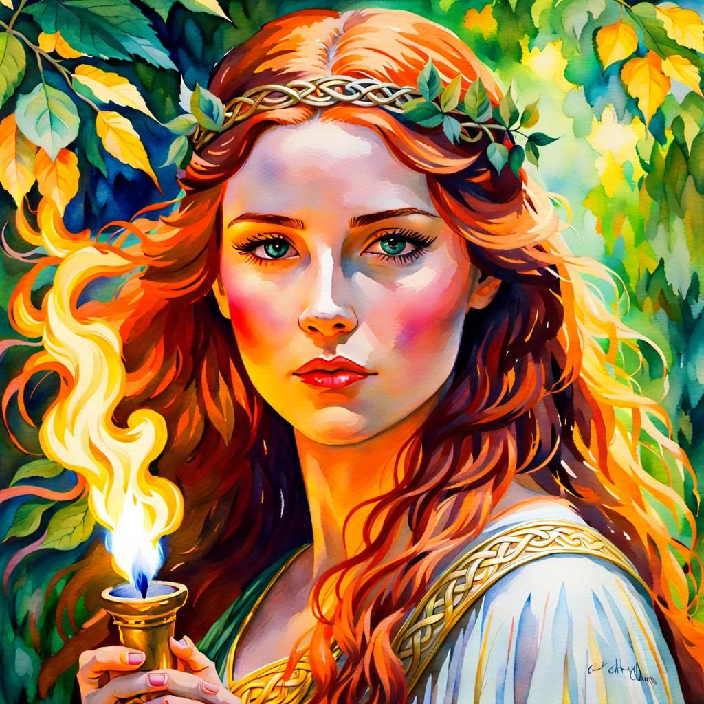 Aine, Celtic Goddess of Love, in Watercolor
