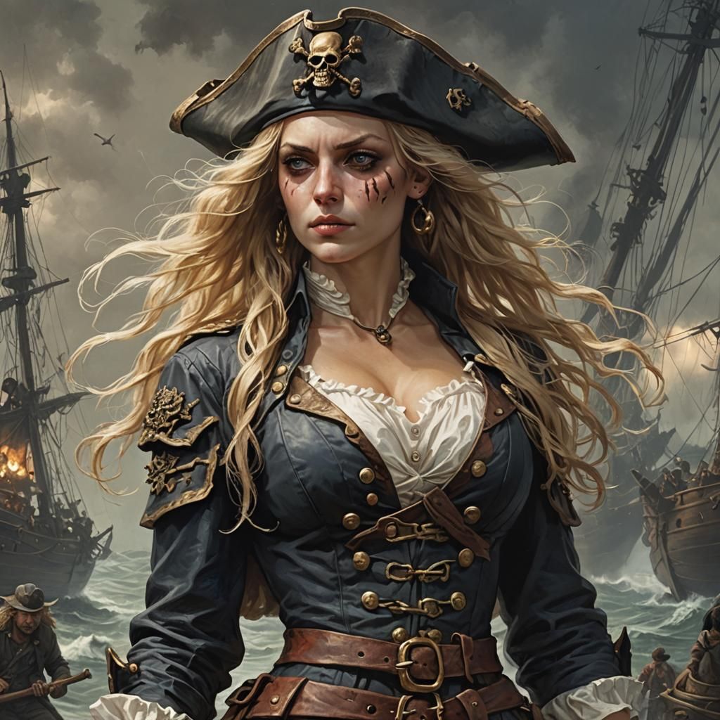 Horror-Themed Blonde Female Pirate Captain