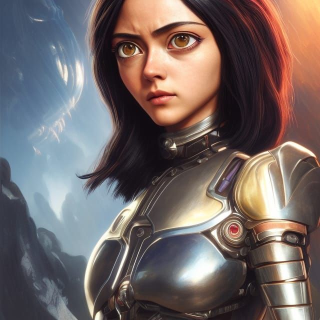 Alita: Battle Angel Portrait in Art Nouveau Style
