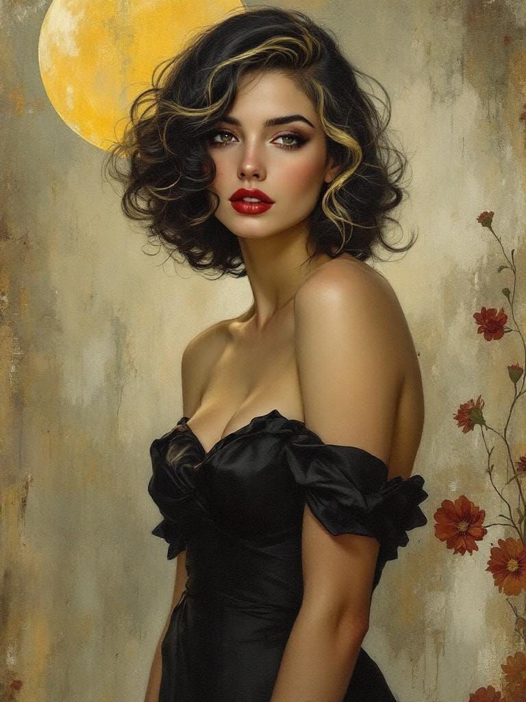 Pin-Up Woman in Art Nouveau Style