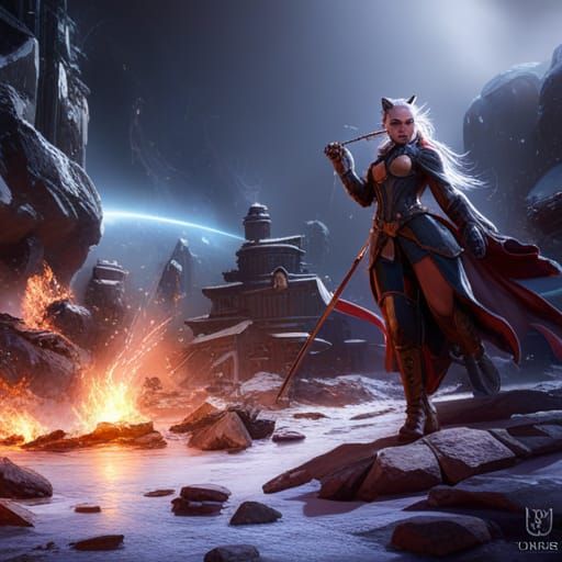 Black Cat Soldier in Matte Painting Style